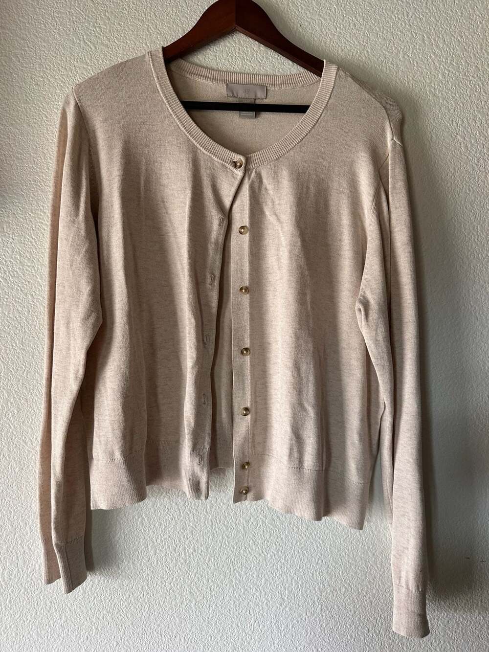 H&M Button Cardigan Size XXL Beige Long Sleeve Knit Sweater